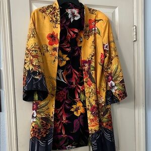Floral Kimono Jacket - Yellow and Black